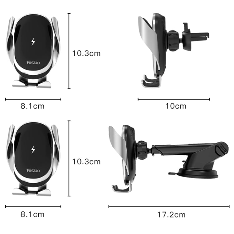 Yesido C78 Car Automatic Clamping 15W Qi Wireless Charger Phone Holder, C78