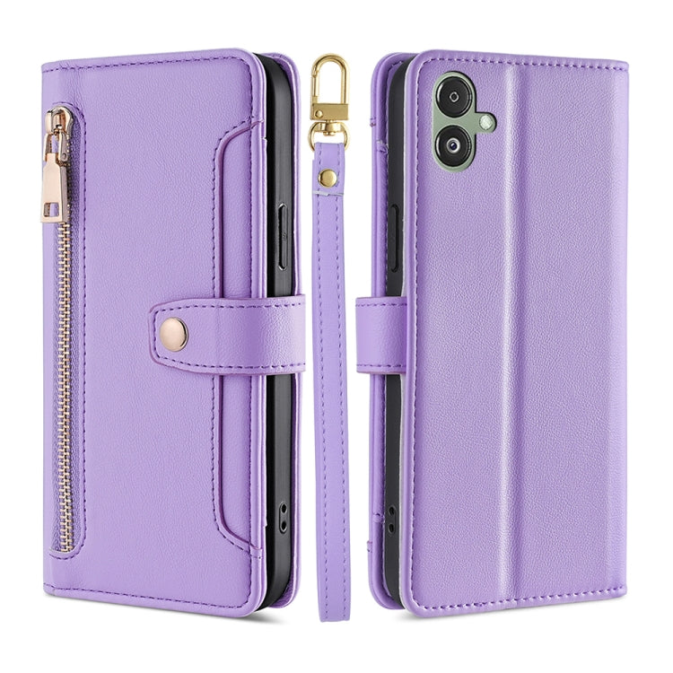 Sheep Texture Cross-body Zipper Wallet Leather Phone Case, For Samsung Galaxy M54 5G, For Samsung Galaxy F14 5G, For Samsung Galaxy A34 5G, For Samsung Galaxy A54 5G, For Samsung Galaxy S23+ 5G