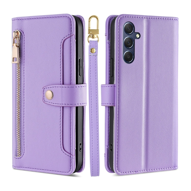 Sheep Texture Cross-body Zipper Wallet Leather Phone Case, For Samsung Galaxy M54 5G, For Samsung Galaxy F14 5G, For Samsung Galaxy A34 5G, For Samsung Galaxy A54 5G, For Samsung Galaxy S23+ 5G