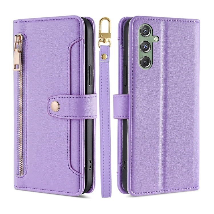 Sheep Texture Cross-body Zipper Wallet Leather Phone Case, For Samsung Galaxy S24 5G, For Samsung Galaxy A05 4G, For Samsung Galaxy A05s 4G, For Samsung Galaxy M34 5G / F34 5G, For Samsung Galaxy S23 FE 5G