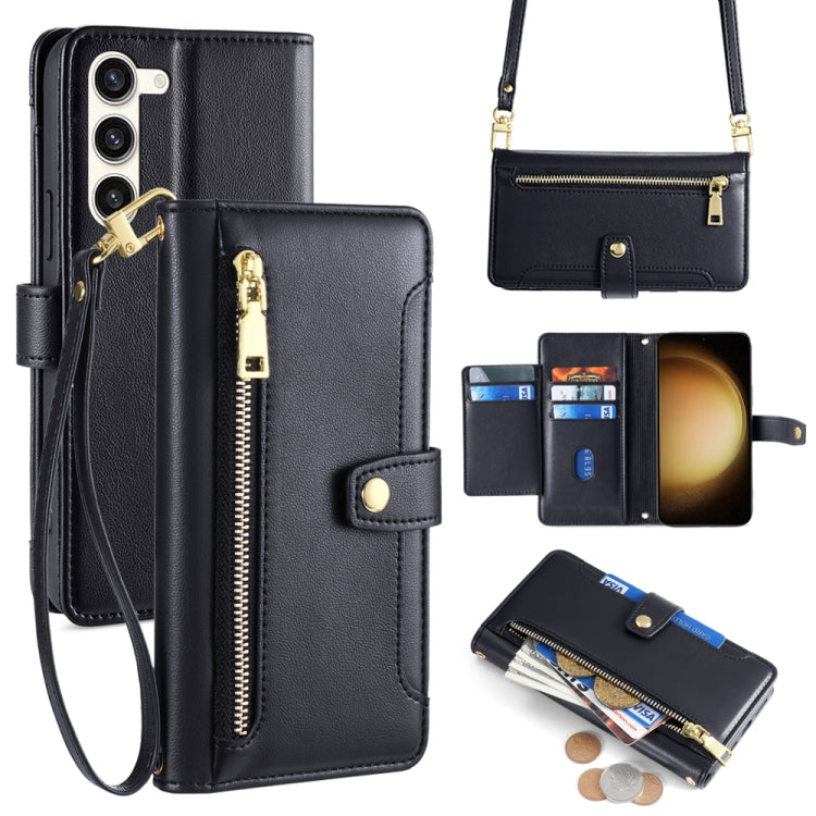 Sheep Texture Cross-body Zipper Wallet Leather Phone Case, For Samsung Galaxy M54 5G, For Samsung Galaxy F14 5G, For Samsung Galaxy A34 5G, For Samsung Galaxy A54 5G, For Samsung Galaxy S23+ 5G