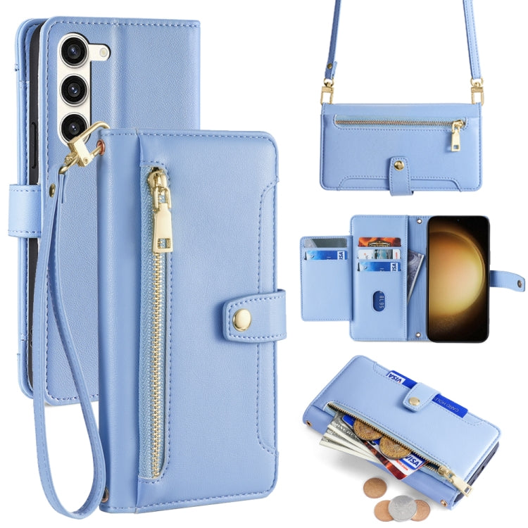 Sheep Texture Cross-body Zipper Wallet Leather Phone Case, For Samsung Galaxy M54 5G, For Samsung Galaxy F14 5G, For Samsung Galaxy A34 5G, For Samsung Galaxy A54 5G, For Samsung Galaxy S23+ 5G