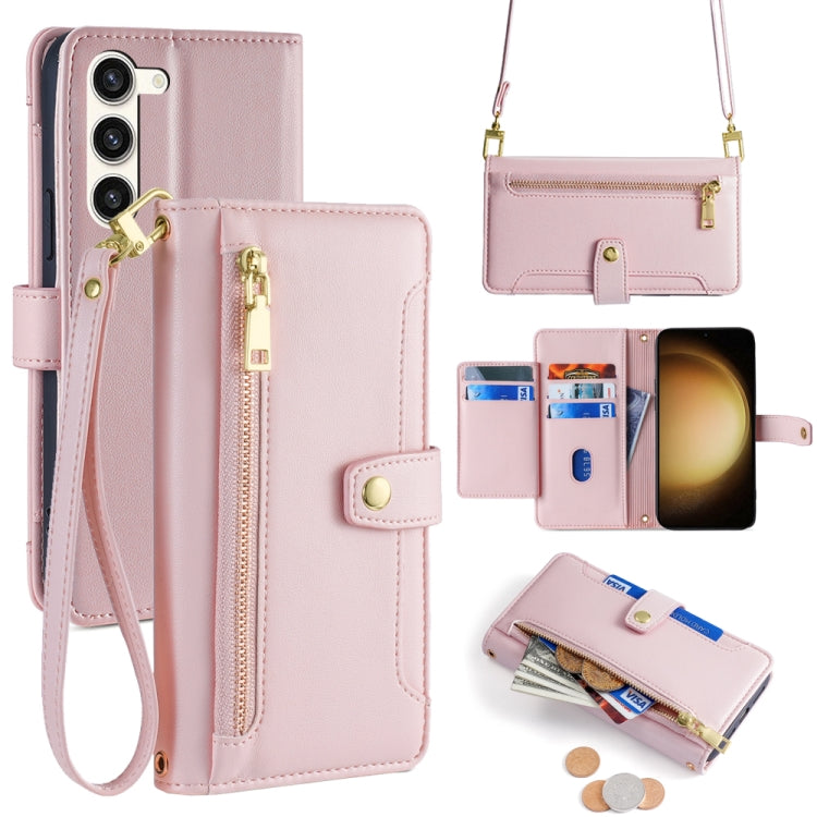 Sheep Texture Cross-body Zipper Wallet Leather Phone Case, For Samsung Galaxy M54 5G, For Samsung Galaxy F14 5G, For Samsung Galaxy A34 5G, For Samsung Galaxy A54 5G, For Samsung Galaxy S23+ 5G