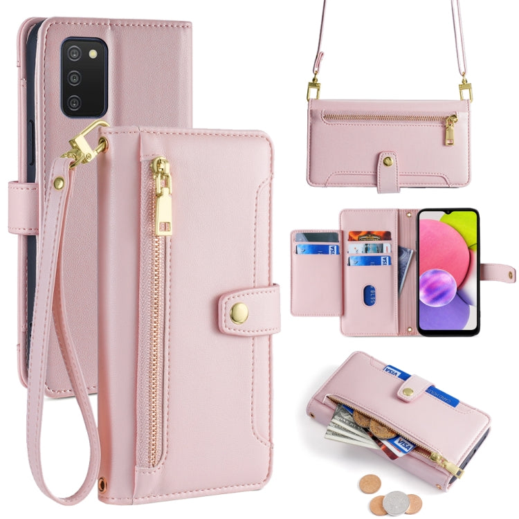 Sheep Texture Cross-body Zipper Wallet Leather Phone Case, For Samsung Galaxy A03s 164.2mm, For Samsung Galaxy A22 4G, For Samsung Galaxy A22 5G, For Samsung Galaxy S21 FE 5G, For Samsung Galaxy S21 5G