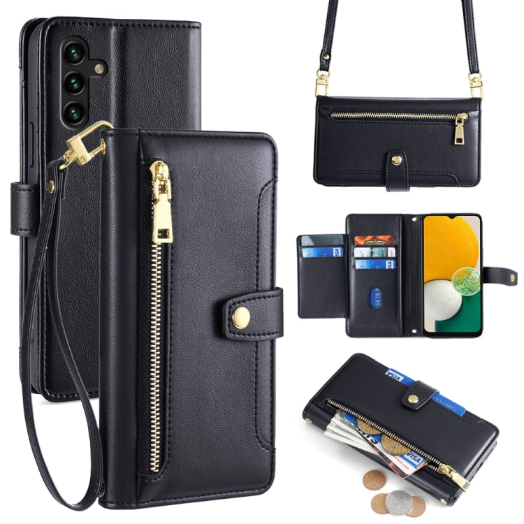 Sheep Texture Cross-body Zipper Wallet Leather Phone Case, For Samsung Galaxy M52 5G, For Samsung Galaxy S22+ 5G, For Samsung Galaxy S22 5G, For Samsung Galaxy A13 5G, For Samsung Galaxy A52 5G / 4G / A52s 5G