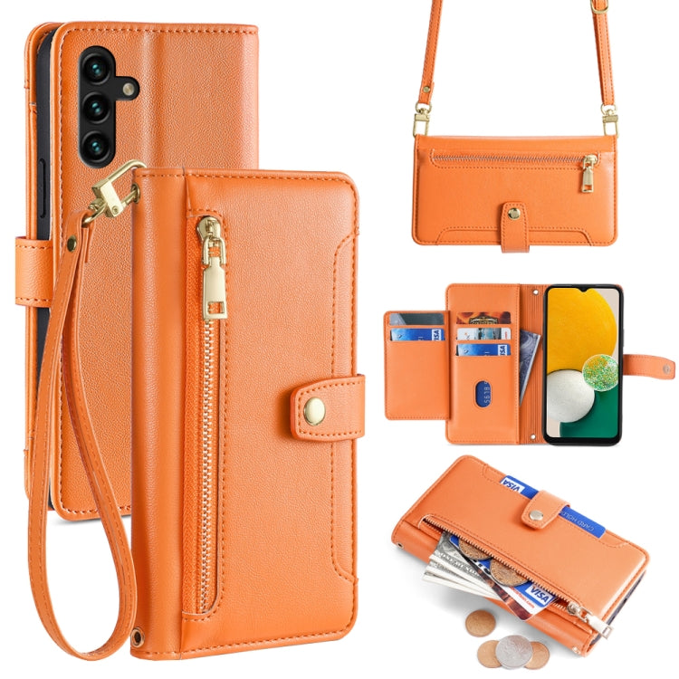 Sheep Texture Cross-body Zipper Wallet Leather Phone Case, For Samsung Galaxy M52 5G, For Samsung Galaxy S22+ 5G, For Samsung Galaxy S22 5G, For Samsung Galaxy A13 5G, For Samsung Galaxy A52 5G / 4G / A52s 5G