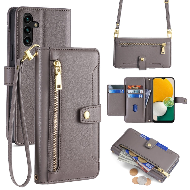 Sheep Texture Cross-body Zipper Wallet Leather Phone Case, For Samsung Galaxy M52 5G, For Samsung Galaxy S22+ 5G, For Samsung Galaxy S22 5G, For Samsung Galaxy A13 5G, For Samsung Galaxy A52 5G / 4G / A52s 5G