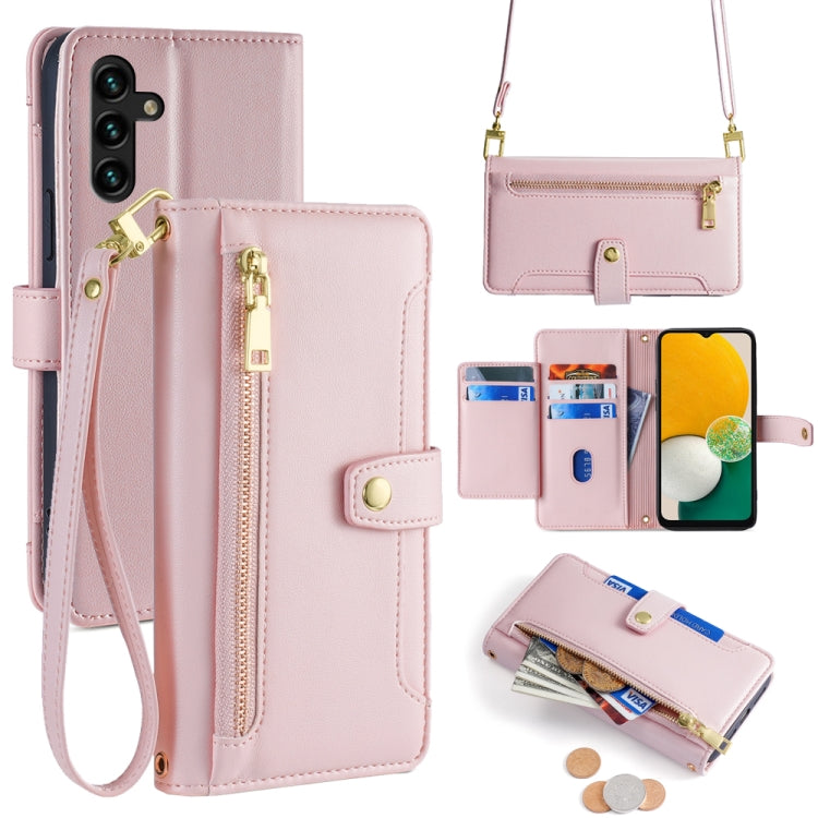 Sheep Texture Cross-body Zipper Wallet Leather Phone Case, For Samsung Galaxy M52 5G, For Samsung Galaxy S22+ 5G, For Samsung Galaxy S22 5G, For Samsung Galaxy A13 5G, For Samsung Galaxy A52 5G / 4G / A52s 5G