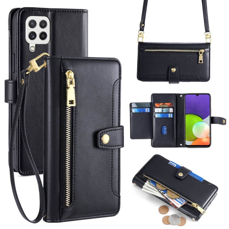 Sheep Texture Cross-body Zipper Wallet Leather Phone Case, For Samsung Galaxy A03s 164.2mm, For Samsung Galaxy A22 4G, For Samsung Galaxy A22 5G, For Samsung Galaxy S21 FE 5G, For Samsung Galaxy S21 5G