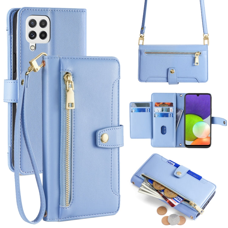 Sheep Texture Cross-body Zipper Wallet Leather Phone Case, For Samsung Galaxy A03s 164.2mm, For Samsung Galaxy A22 4G, For Samsung Galaxy A22 5G, For Samsung Galaxy S21 FE 5G, For Samsung Galaxy S21 5G