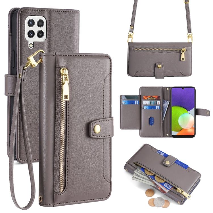 Sheep Texture Cross-body Zipper Wallet Leather Phone Case, For Samsung Galaxy A03s 164.2mm, For Samsung Galaxy A22 4G, For Samsung Galaxy A22 5G, For Samsung Galaxy S21 FE 5G, For Samsung Galaxy S21 5G