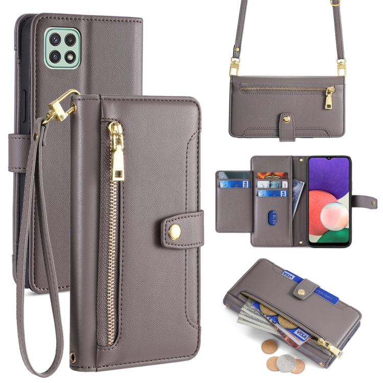 Sheep Texture Cross-body Zipper Wallet Leather Phone Case, For Samsung Galaxy A03s 164.2mm, For Samsung Galaxy A22 4G, For Samsung Galaxy A22 5G, For Samsung Galaxy S21 FE 5G, For Samsung Galaxy S21 5G