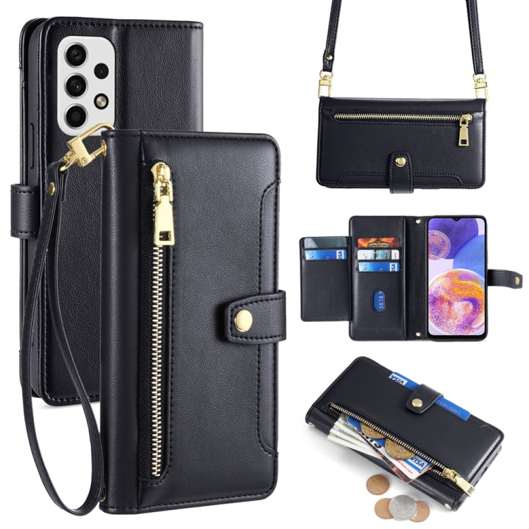 Sheep Texture Cross-body Zipper Wallet Leather Phone Case, For Samsung Galaxy S23 5G, For Samsung Galaxy M53 5G, For Samsung Galaxy A23, For Samsung Galaxy M33 5G, For Samsung Galaxy A53 5G