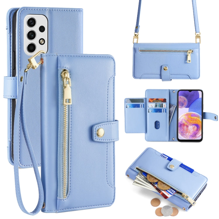 Sheep Texture Cross-body Zipper Wallet Leather Phone Case, For Samsung Galaxy S23 5G, For Samsung Galaxy M53 5G, For Samsung Galaxy A23, For Samsung Galaxy M33 5G, For Samsung Galaxy A53 5G