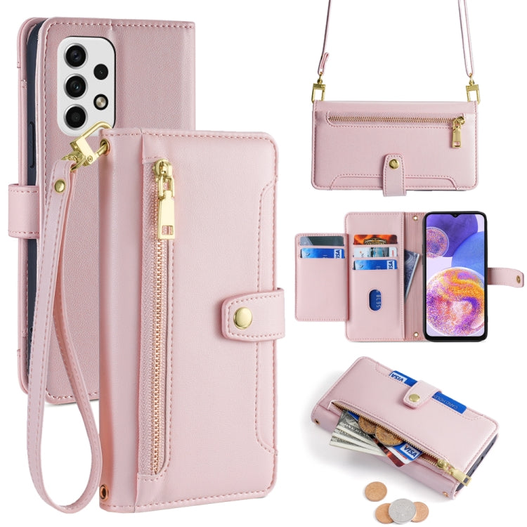 Sheep Texture Cross-body Zipper Wallet Leather Phone Case, For Samsung Galaxy S23 5G, For Samsung Galaxy M53 5G, For Samsung Galaxy A23, For Samsung Galaxy M33 5G, For Samsung Galaxy A53 5G