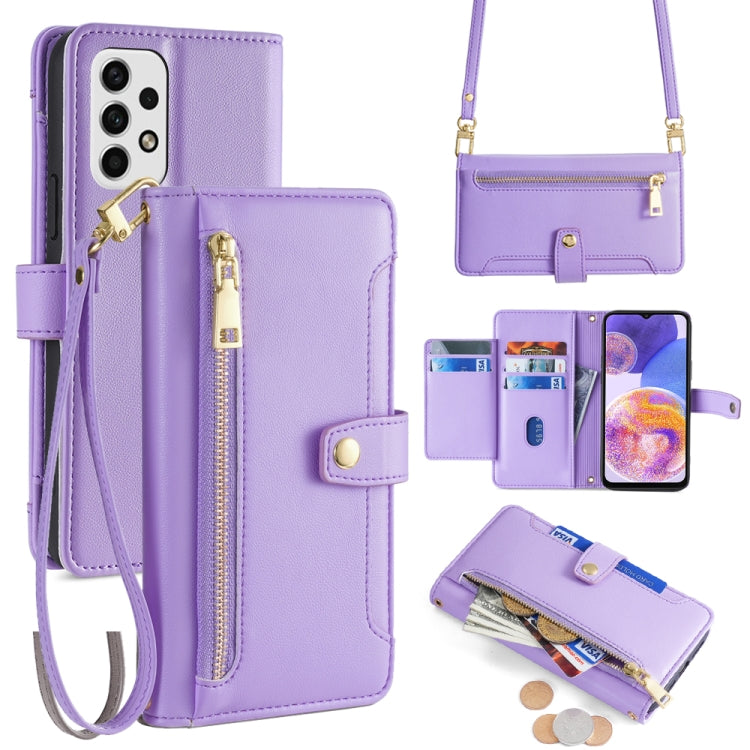 Sheep Texture Cross-body Zipper Wallet Leather Phone Case, For Samsung Galaxy S23 5G, For Samsung Galaxy M53 5G, For Samsung Galaxy A23, For Samsung Galaxy M33 5G, For Samsung Galaxy A53 5G