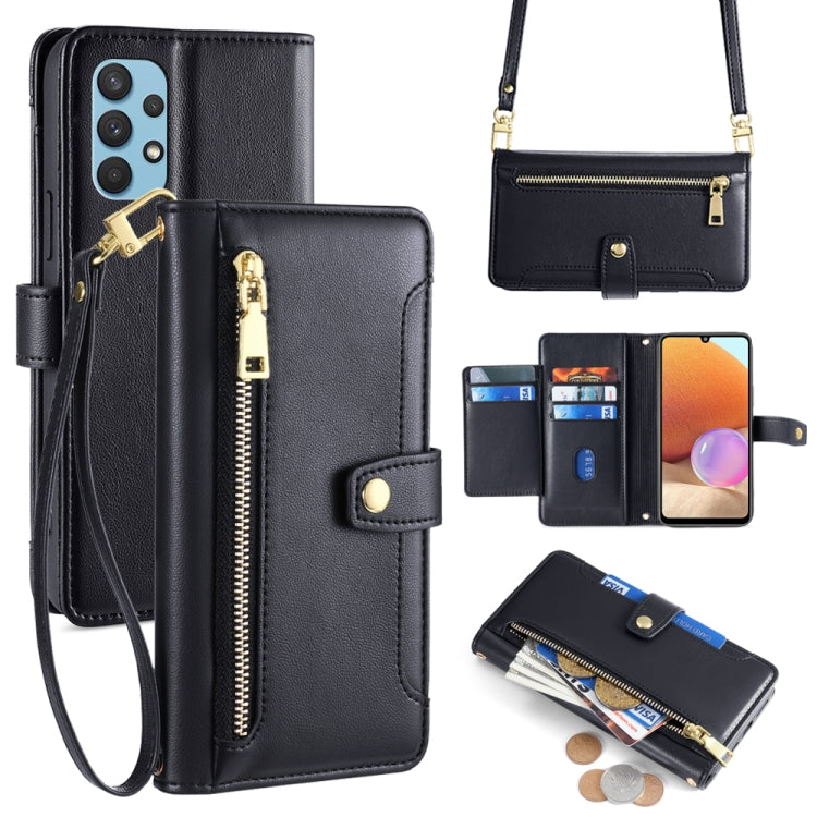 Sheep Texture Cross-body Zipper Wallet Leather Phone Case, For Samsung Galaxy A32 4G, For Samsung Galaxy S21+ 5G, For Samsung Galaxy S21 Ultra 5G, For Samsung Galaxy A12, For Samsung Galaxy A51 5G