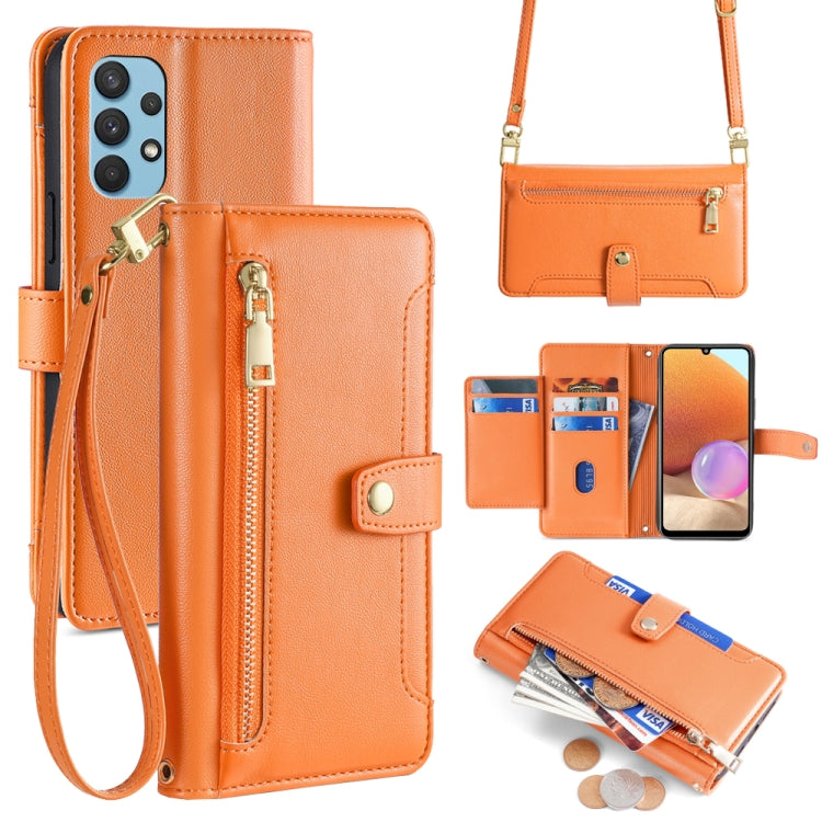 Sheep Texture Cross-body Zipper Wallet Leather Phone Case, For Samsung Galaxy A32 4G, For Samsung Galaxy S21+ 5G, For Samsung Galaxy S21 Ultra 5G, For Samsung Galaxy A12, For Samsung Galaxy A51 5G