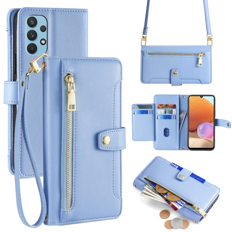 Sheep Texture Cross-body Zipper Wallet Leather Phone Case, For Samsung Galaxy A32 4G, For Samsung Galaxy S21+ 5G, For Samsung Galaxy S21 Ultra 5G, For Samsung Galaxy A12, For Samsung Galaxy A51 5G