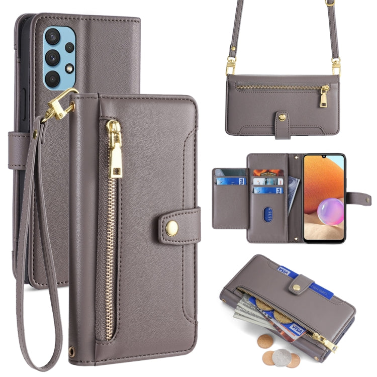 Sheep Texture Cross-body Zipper Wallet Leather Phone Case, For Samsung Galaxy A32 4G, For Samsung Galaxy S21+ 5G, For Samsung Galaxy S21 Ultra 5G, For Samsung Galaxy A12, For Samsung Galaxy A51 5G