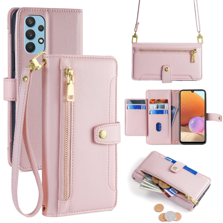 Sheep Texture Cross-body Zipper Wallet Leather Phone Case, For Samsung Galaxy A32 4G, For Samsung Galaxy S21+ 5G, For Samsung Galaxy S21 Ultra 5G, For Samsung Galaxy A12, For Samsung Galaxy A51 5G