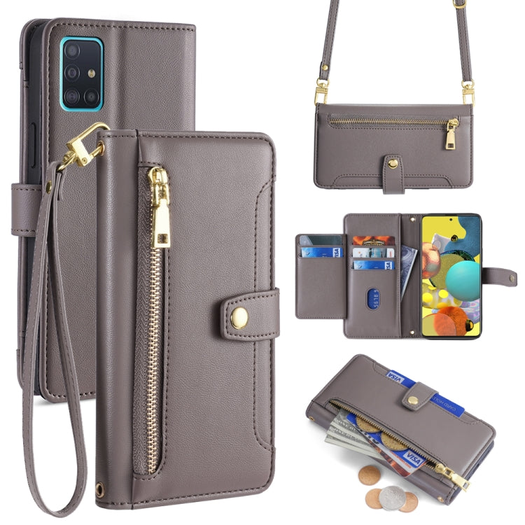 Sheep Texture Cross-body Zipper Wallet Leather Phone Case, For Samsung Galaxy A32 4G, For Samsung Galaxy S21+ 5G, For Samsung Galaxy S21 Ultra 5G, For Samsung Galaxy A12, For Samsung Galaxy A51 5G