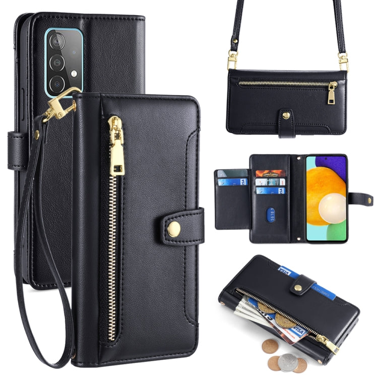 Sheep Texture Cross-body Zipper Wallet Leather Phone Case, For Samsung Galaxy M52 5G, For Samsung Galaxy S22+ 5G, For Samsung Galaxy S22 5G, For Samsung Galaxy A13 5G, For Samsung Galaxy A52 5G / 4G / A52s 5G