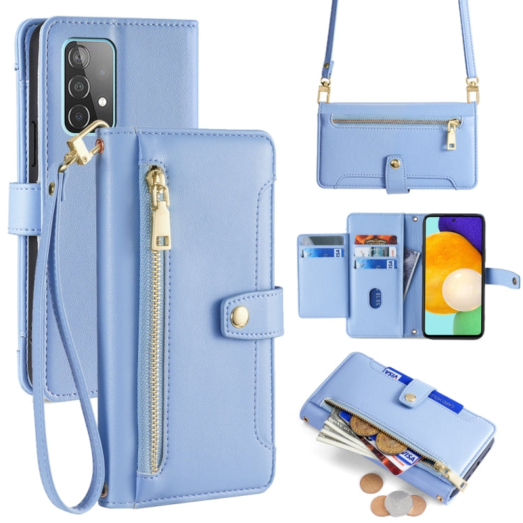 Sheep Texture Cross-body Zipper Wallet Leather Phone Case, For Samsung Galaxy M52 5G, For Samsung Galaxy S22+ 5G, For Samsung Galaxy S22 5G, For Samsung Galaxy A13 5G, For Samsung Galaxy A52 5G / 4G / A52s 5G