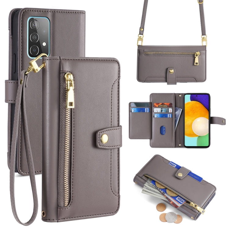 Sheep Texture Cross-body Zipper Wallet Leather Phone Case, For Samsung Galaxy M52 5G, For Samsung Galaxy S22+ 5G, For Samsung Galaxy S22 5G, For Samsung Galaxy A13 5G, For Samsung Galaxy A52 5G / 4G / A52s 5G