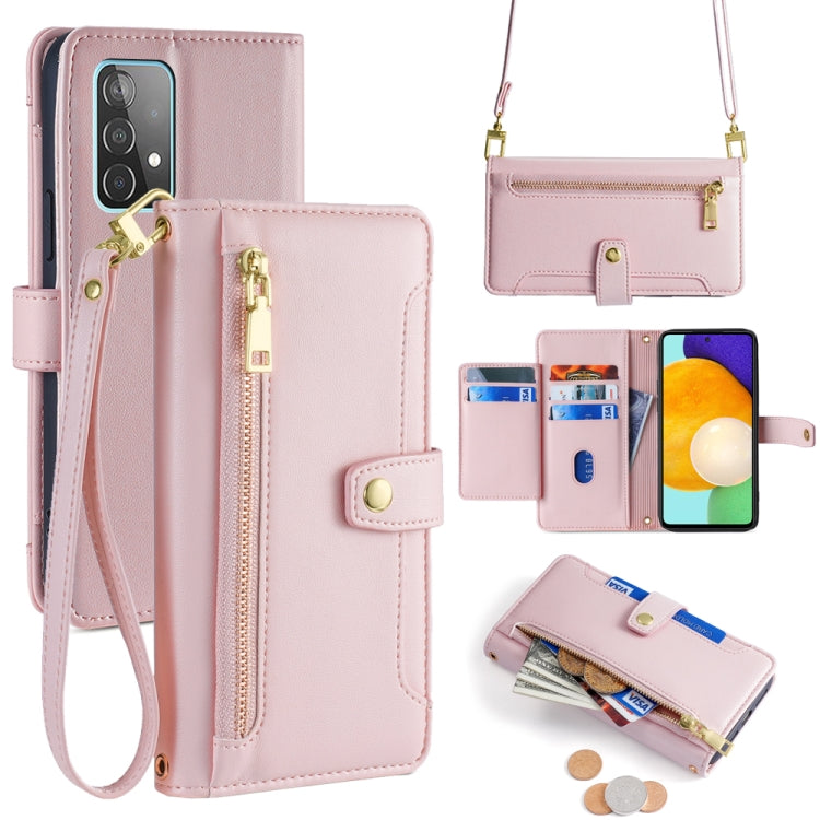 Sheep Texture Cross-body Zipper Wallet Leather Phone Case, For Samsung Galaxy M52 5G, For Samsung Galaxy S22+ 5G, For Samsung Galaxy S22 5G, For Samsung Galaxy A13 5G, For Samsung Galaxy A52 5G / 4G / A52s 5G