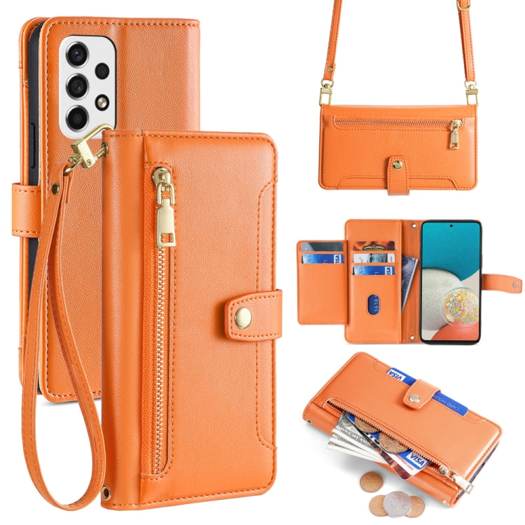 Sheep Texture Cross-body Zipper Wallet Leather Phone Case, For Samsung Galaxy S23 5G, For Samsung Galaxy M53 5G, For Samsung Galaxy A23, For Samsung Galaxy M33 5G, For Samsung Galaxy A53 5G