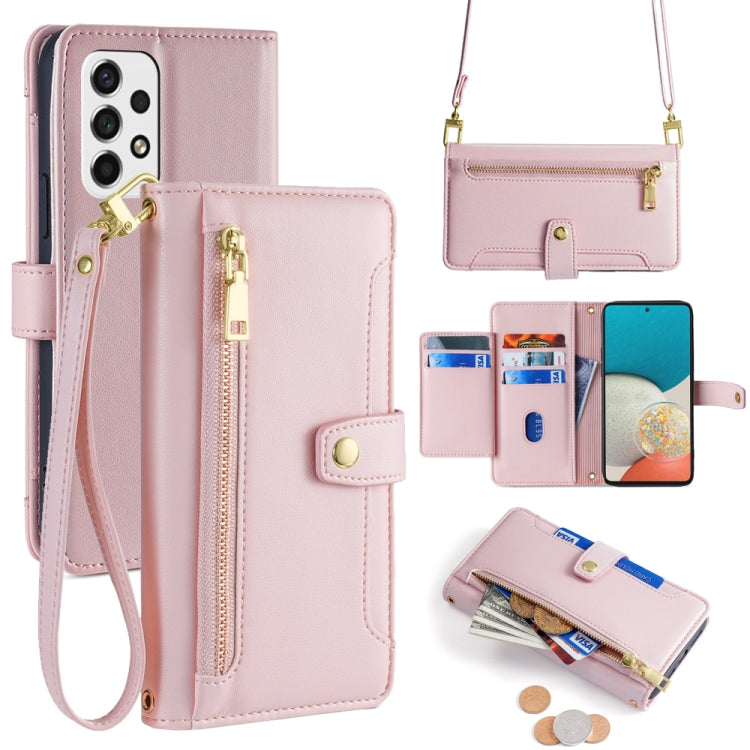 Sheep Texture Cross-body Zipper Wallet Leather Phone Case, For Samsung Galaxy S23 5G, For Samsung Galaxy M53 5G, For Samsung Galaxy A23, For Samsung Galaxy M33 5G, For Samsung Galaxy A53 5G