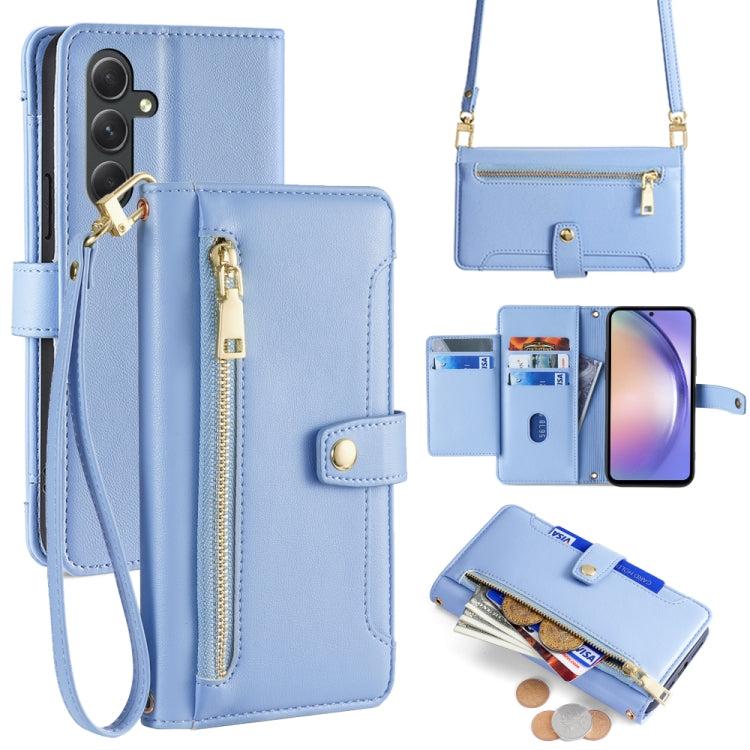 Sheep Texture Cross-body Zipper Wallet Leather Phone Case, For Samsung Galaxy M54 5G, For Samsung Galaxy F14 5G, For Samsung Galaxy A34 5G, For Samsung Galaxy A54 5G, For Samsung Galaxy S23+ 5G