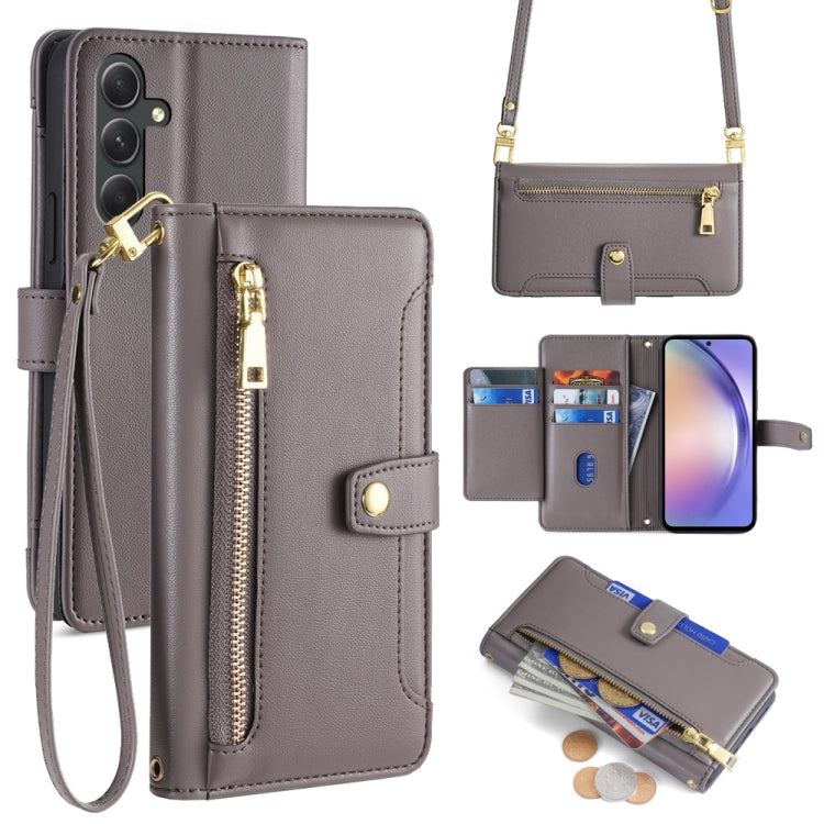 Sheep Texture Cross-body Zipper Wallet Leather Phone Case, For Samsung Galaxy M54 5G, For Samsung Galaxy F14 5G, For Samsung Galaxy A34 5G, For Samsung Galaxy A54 5G, For Samsung Galaxy S23+ 5G