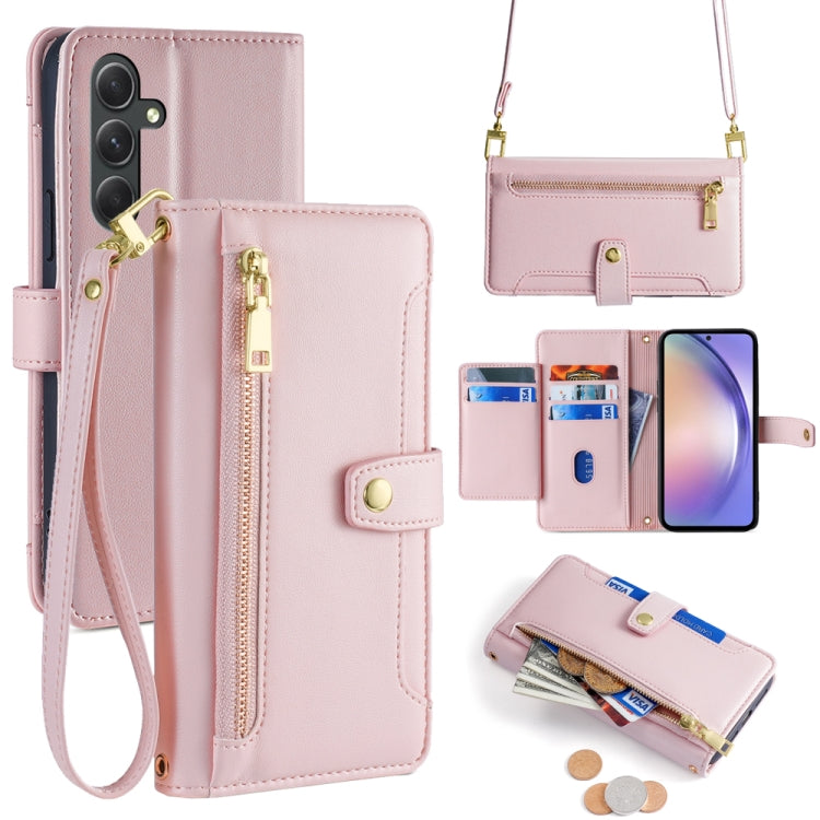 Sheep Texture Cross-body Zipper Wallet Leather Phone Case, For Samsung Galaxy M54 5G, For Samsung Galaxy F14 5G, For Samsung Galaxy A34 5G, For Samsung Galaxy A54 5G, For Samsung Galaxy S23+ 5G