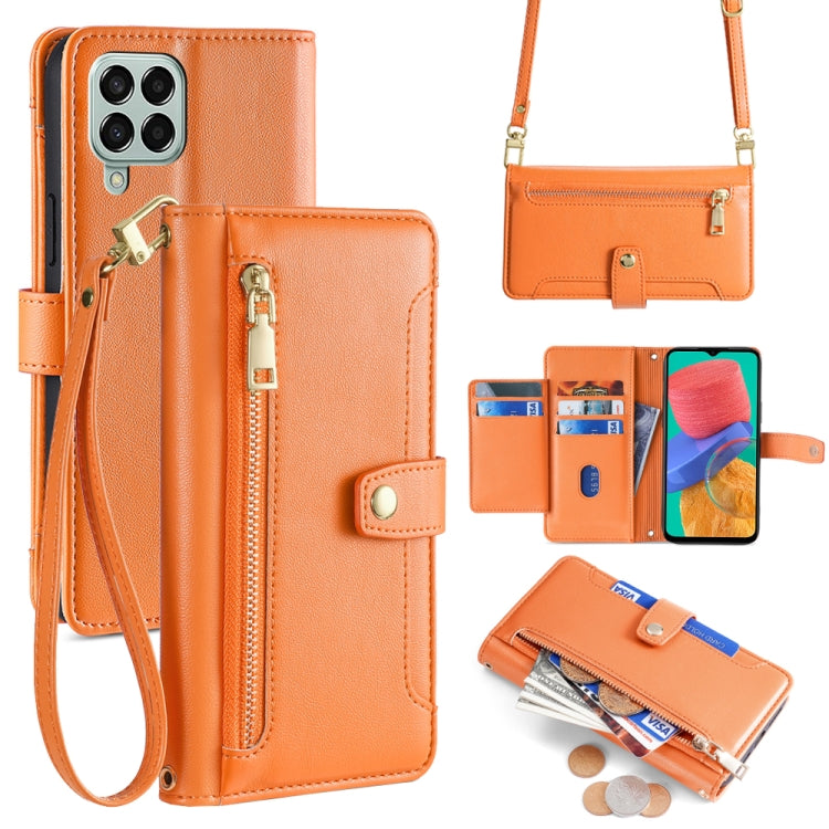 Sheep Texture Cross-body Zipper Wallet Leather Phone Case, For Samsung Galaxy S23 5G, For Samsung Galaxy M53 5G, For Samsung Galaxy A23, For Samsung Galaxy M33 5G, For Samsung Galaxy A53 5G