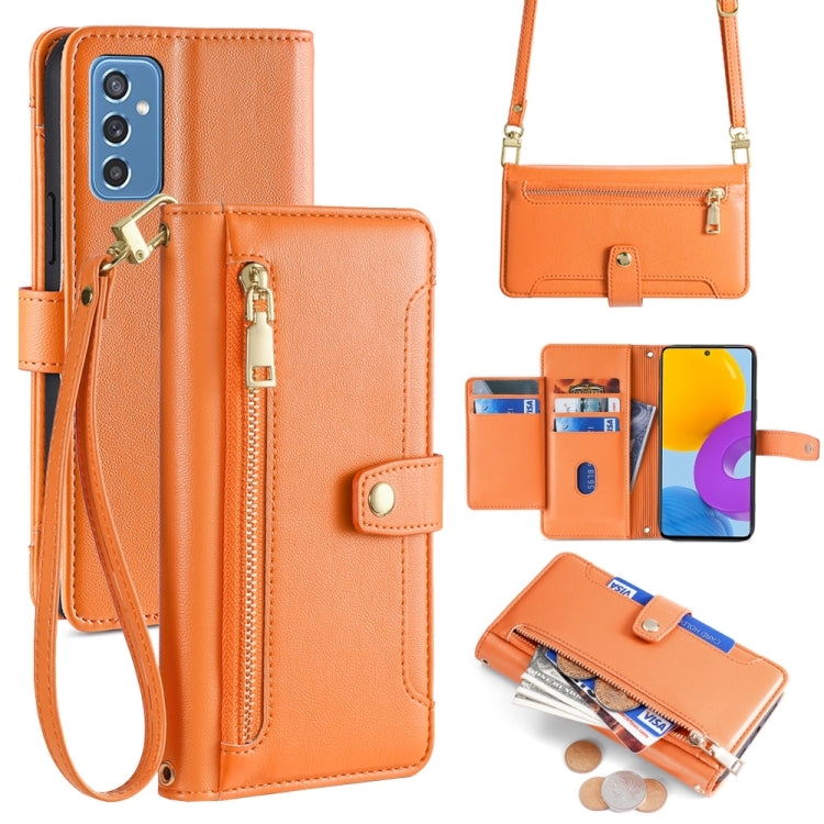 Sheep Texture Cross-body Zipper Wallet Leather Phone Case, For Samsung Galaxy M52 5G, For Samsung Galaxy S22+ 5G, For Samsung Galaxy S22 5G, For Samsung Galaxy A13 5G, For Samsung Galaxy A52 5G / 4G / A52s 5G