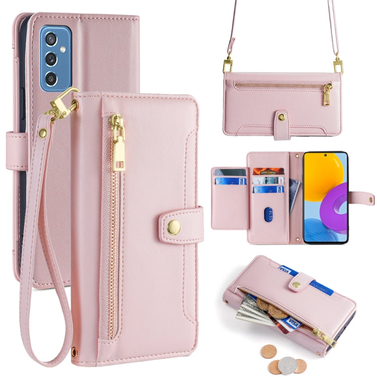 Sheep Texture Cross-body Zipper Wallet Leather Phone Case, For Samsung Galaxy M52 5G, For Samsung Galaxy S22+ 5G, For Samsung Galaxy S22 5G, For Samsung Galaxy A13 5G, For Samsung Galaxy A52 5G / 4G / A52s 5G