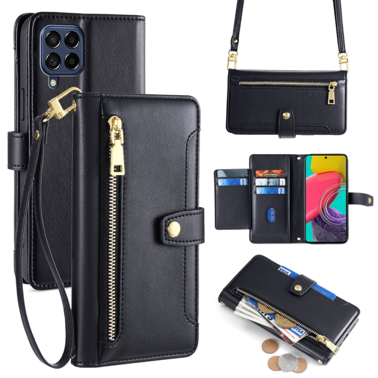 Sheep Texture Cross-body Zipper Wallet Leather Phone Case, For Samsung Galaxy S23 5G, For Samsung Galaxy M53 5G, For Samsung Galaxy A23, For Samsung Galaxy M33 5G, For Samsung Galaxy A53 5G