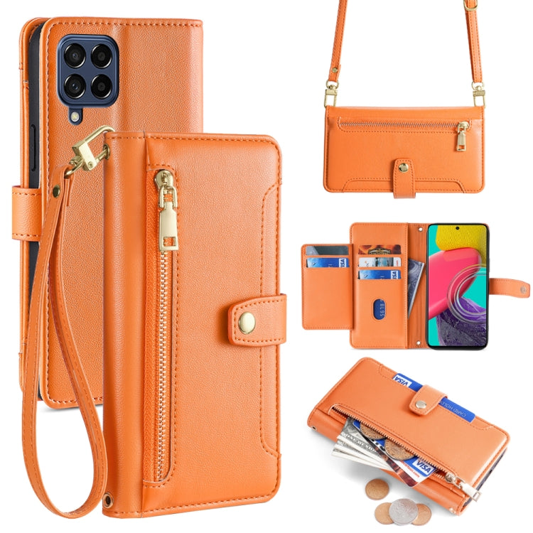 Sheep Texture Cross-body Zipper Wallet Leather Phone Case, For Samsung Galaxy S23 5G, For Samsung Galaxy M53 5G, For Samsung Galaxy A23, For Samsung Galaxy M33 5G, For Samsung Galaxy A53 5G