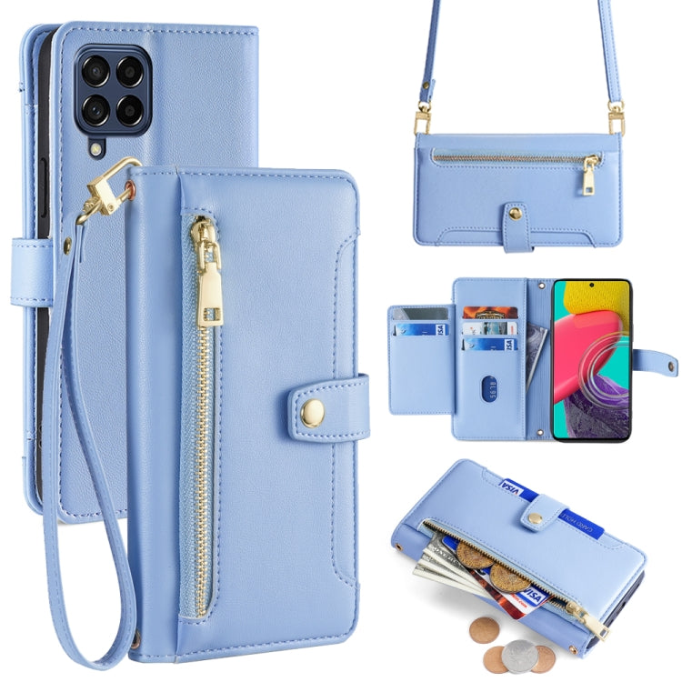 Sheep Texture Cross-body Zipper Wallet Leather Phone Case, For Samsung Galaxy S23 5G, For Samsung Galaxy M53 5G, For Samsung Galaxy A23, For Samsung Galaxy M33 5G, For Samsung Galaxy A53 5G