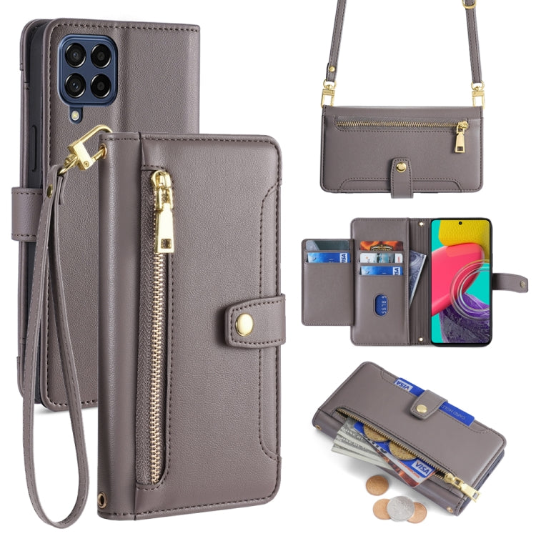 Sheep Texture Cross-body Zipper Wallet Leather Phone Case, For Samsung Galaxy S23 5G, For Samsung Galaxy M53 5G, For Samsung Galaxy A23, For Samsung Galaxy M33 5G, For Samsung Galaxy A53 5G