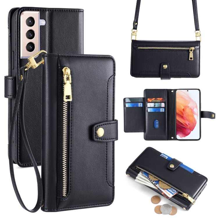 Sheep Texture Cross-body Zipper Wallet Leather Phone Case, For Samsung Galaxy A03s 164.2mm, For Samsung Galaxy A22 4G, For Samsung Galaxy A22 5G, For Samsung Galaxy S21 FE 5G, For Samsung Galaxy S21 5G