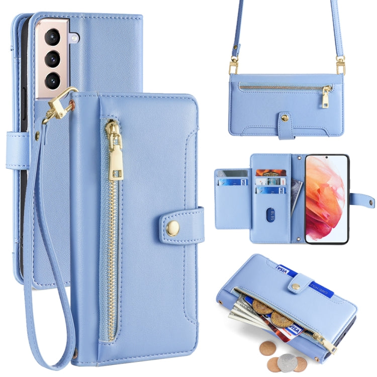 Sheep Texture Cross-body Zipper Wallet Leather Phone Case, For Samsung Galaxy A03s 164.2mm, For Samsung Galaxy A22 4G, For Samsung Galaxy A22 5G, For Samsung Galaxy S21 FE 5G, For Samsung Galaxy S21 5G