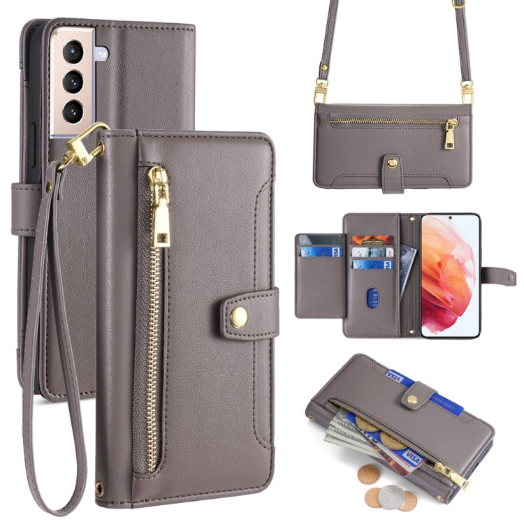 Sheep Texture Cross-body Zipper Wallet Leather Phone Case, For Samsung Galaxy A03s 164.2mm, For Samsung Galaxy A22 4G, For Samsung Galaxy A22 5G, For Samsung Galaxy S21 FE 5G, For Samsung Galaxy S21 5G