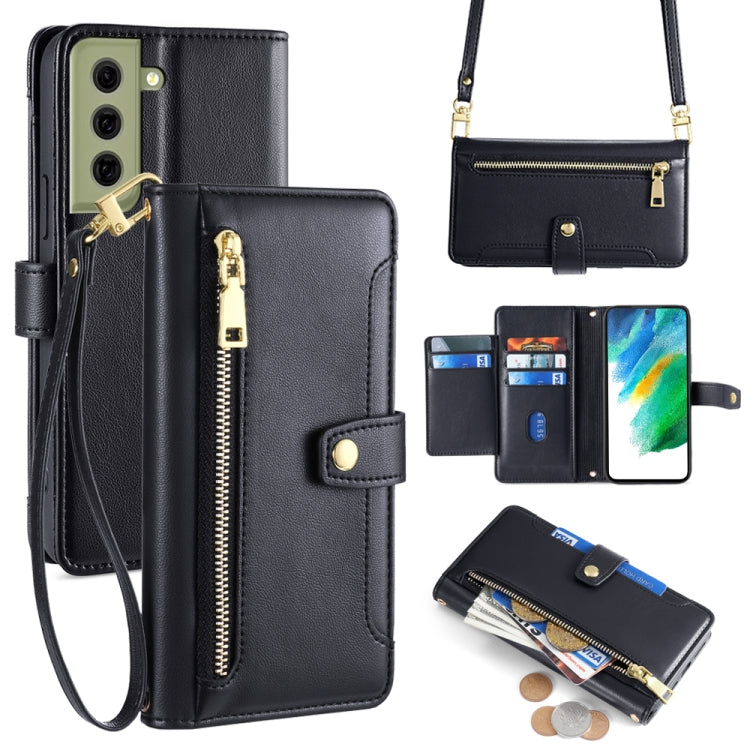 Sheep Texture Cross-body Zipper Wallet Leather Phone Case, For Samsung Galaxy A03s 164.2mm, For Samsung Galaxy A22 4G, For Samsung Galaxy A22 5G, For Samsung Galaxy S21 FE 5G, For Samsung Galaxy S21 5G