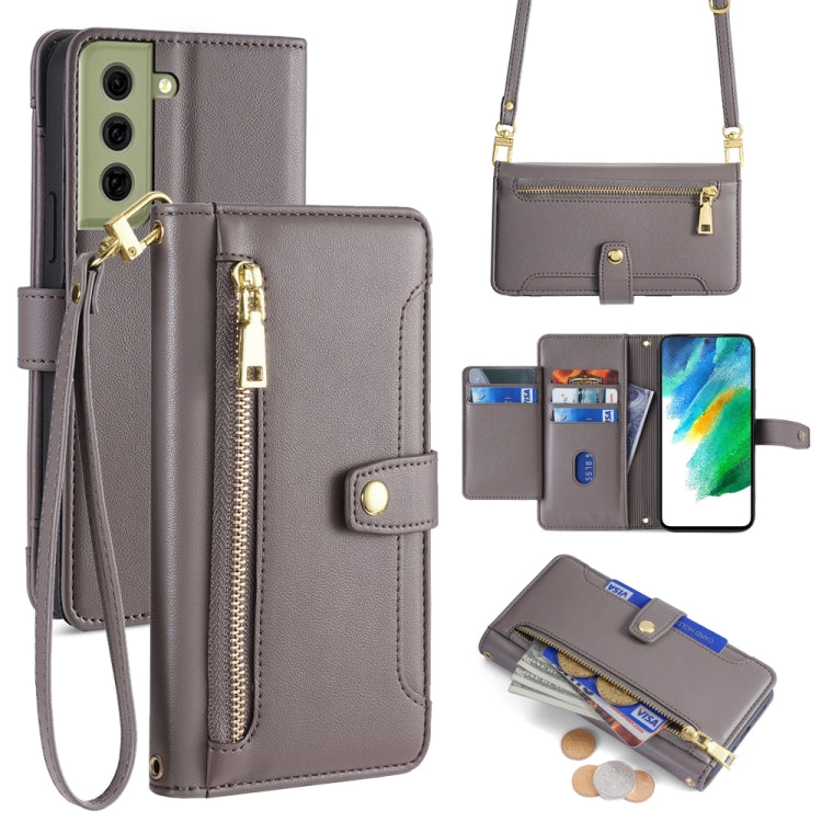 Sheep Texture Cross-body Zipper Wallet Leather Phone Case, For Samsung Galaxy A03s 164.2mm, For Samsung Galaxy A22 4G, For Samsung Galaxy A22 5G, For Samsung Galaxy S21 FE 5G, For Samsung Galaxy S21 5G