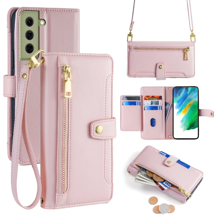 Sheep Texture Cross-body Zipper Wallet Leather Phone Case, For Samsung Galaxy A03s 164.2mm, For Samsung Galaxy A22 4G, For Samsung Galaxy A22 5G, For Samsung Galaxy S21 FE 5G, For Samsung Galaxy S21 5G