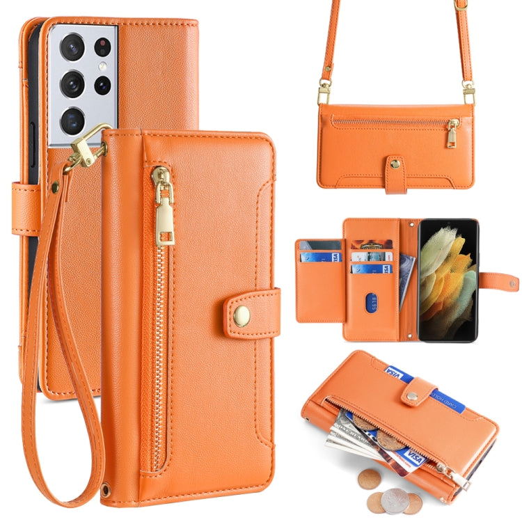 Sheep Texture Cross-body Zipper Wallet Leather Phone Case, For Samsung Galaxy A32 4G, For Samsung Galaxy S21+ 5G, For Samsung Galaxy S21 Ultra 5G, For Samsung Galaxy A12, For Samsung Galaxy A51 5G