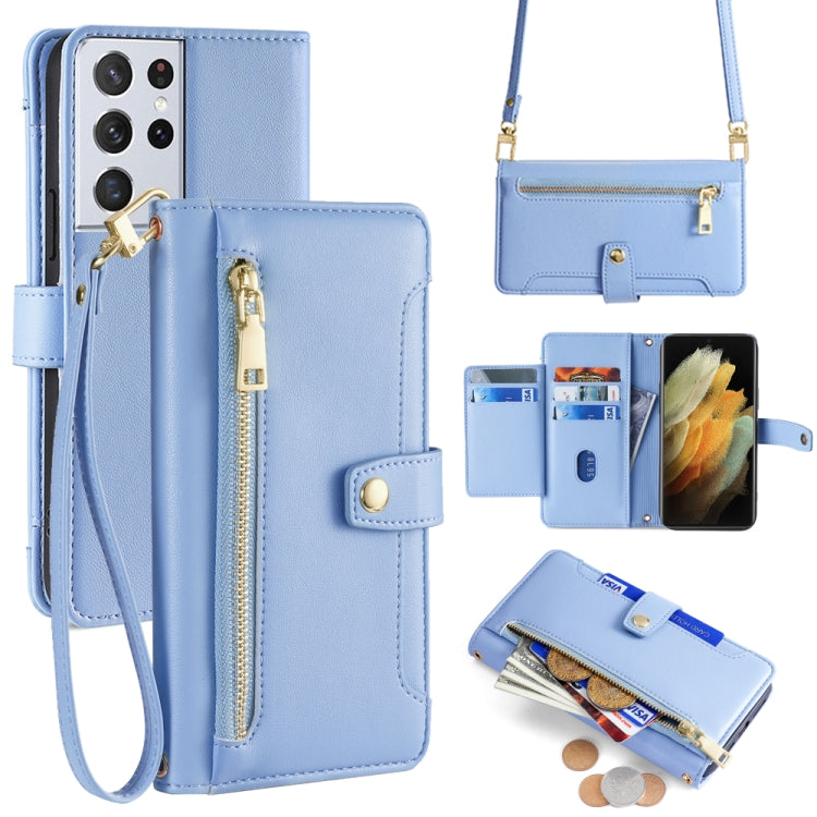 Sheep Texture Cross-body Zipper Wallet Leather Phone Case, For Samsung Galaxy A32 4G, For Samsung Galaxy S21+ 5G, For Samsung Galaxy S21 Ultra 5G, For Samsung Galaxy A12, For Samsung Galaxy A51 5G